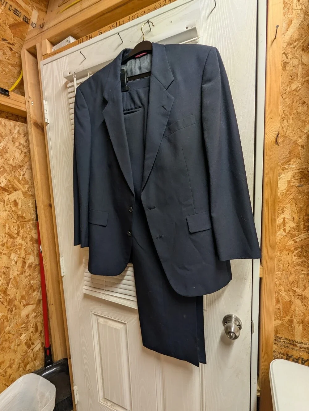 Hart Schaffner Marx (44Rx38x29) Navy Single-Breasted Suit